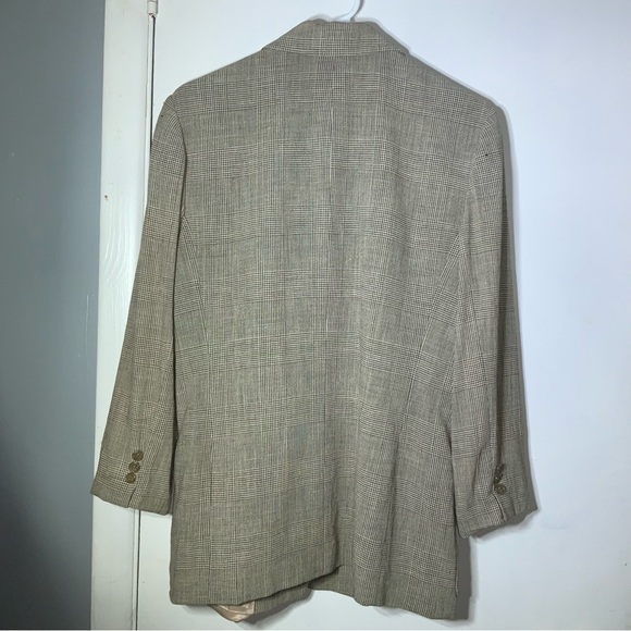 Ellen Tracy Brown Plaid Blazer Sz 8 Wool, Linen Gorgeous! - Picture 9 of 11